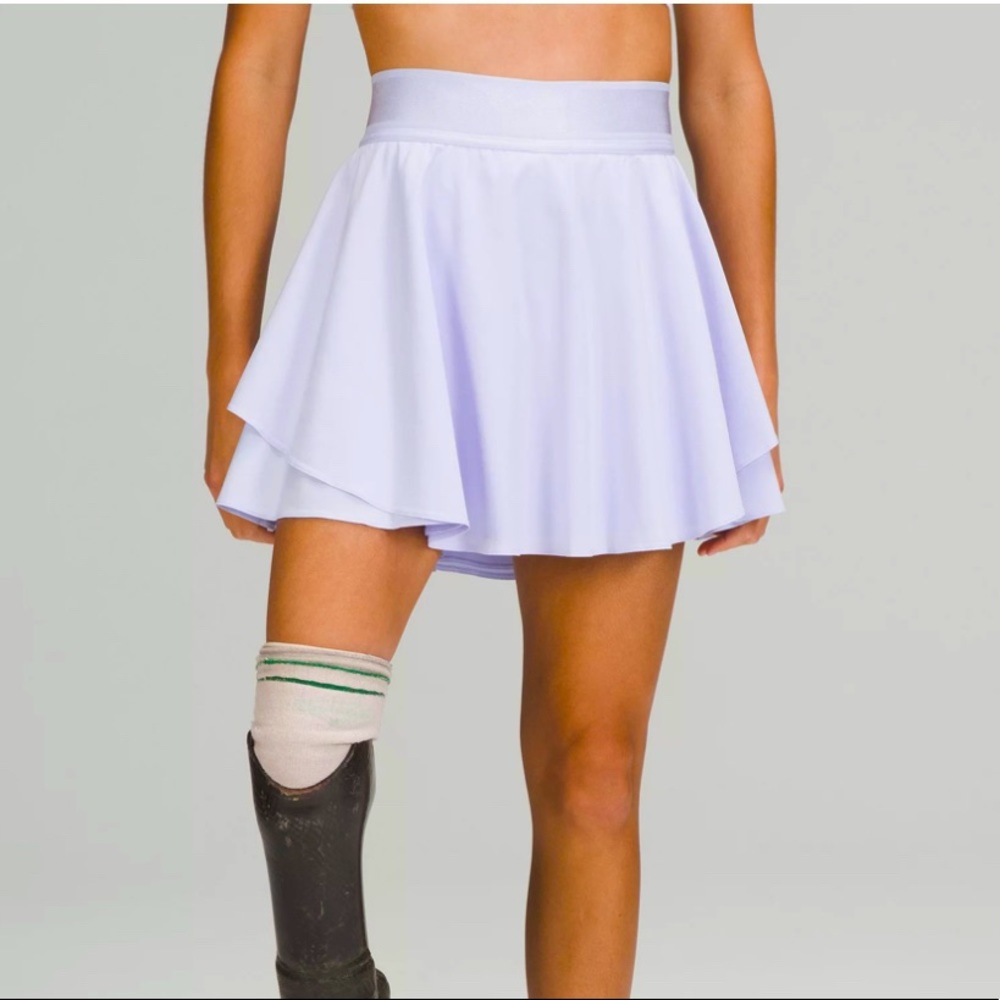 NWT Lululemon “Court Rival High-Rise Skirt *LONG” in Pastel Blue. Size 12